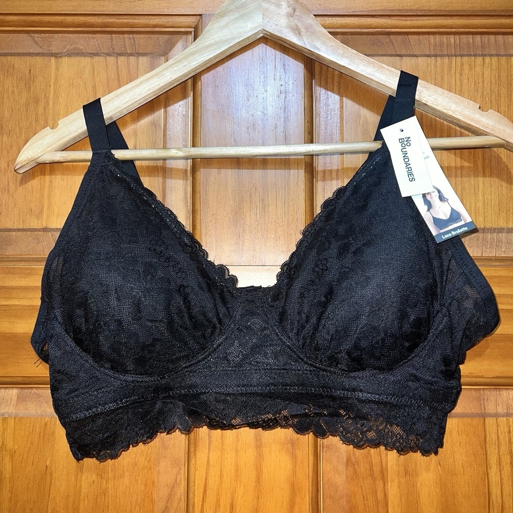 No Boundaries - Contour Floral Lace Bralette - XL - Black‎